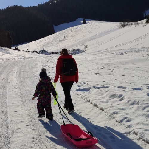 To meadows below Čierny Vrch in winter