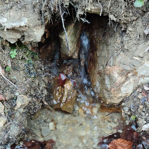 Spring by trail Medvedia Cesta (Bear’s Path), panel 4, the top one, Ružomberok